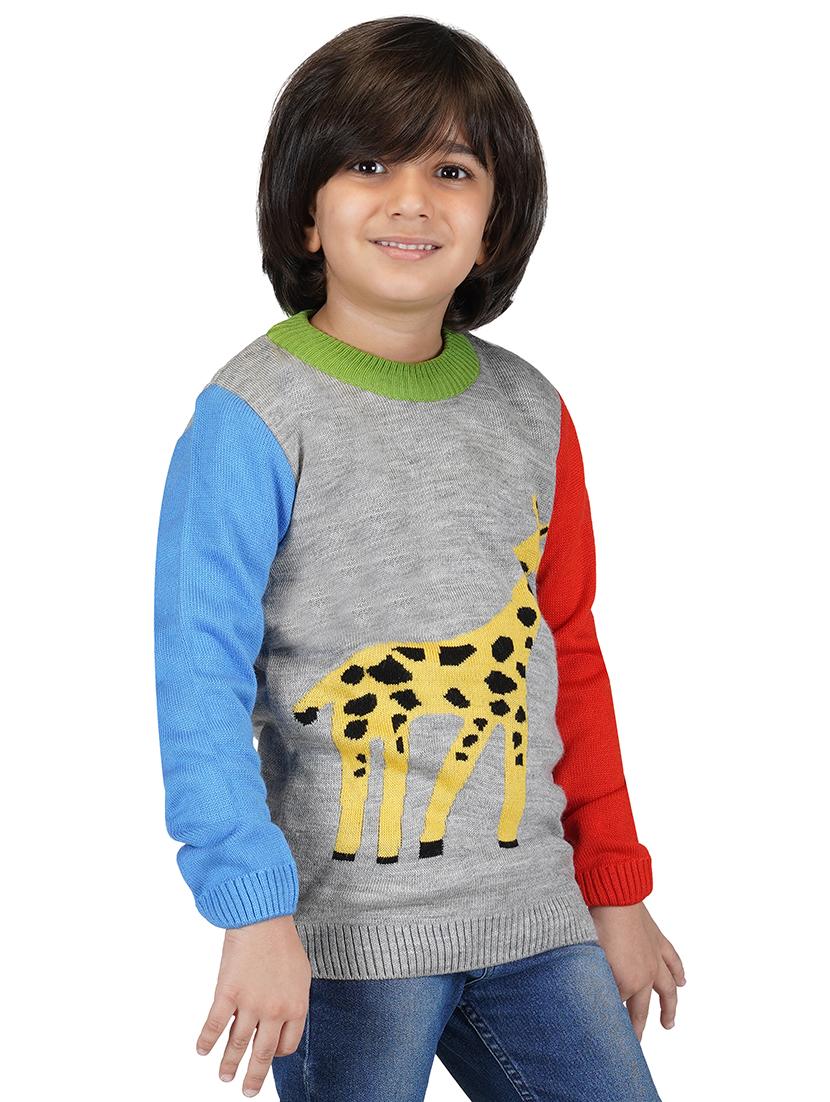 kids long sleeved self design sweater - 21360069 - Standard Image - 1