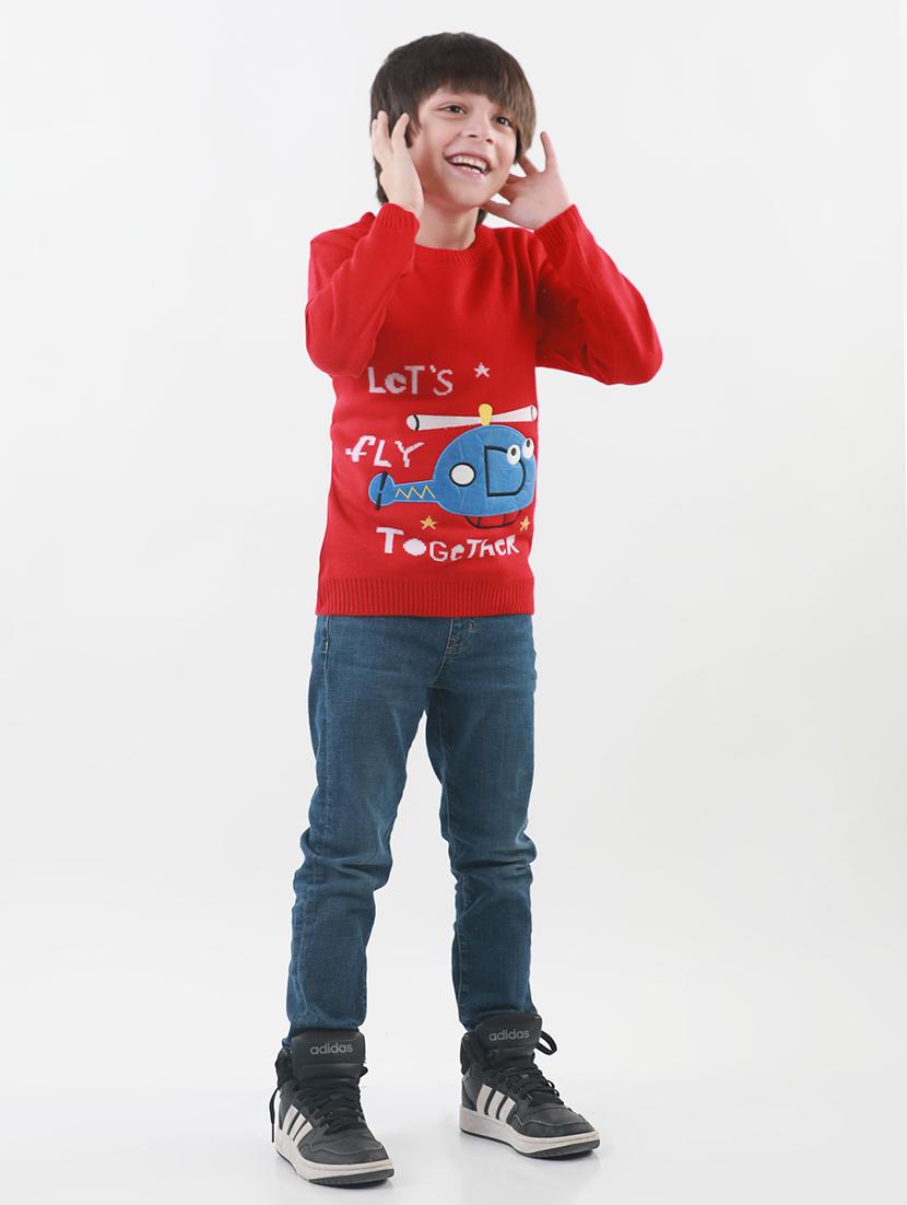 kids long sleeved self design sweater - 21360088 - Standard Image - 1