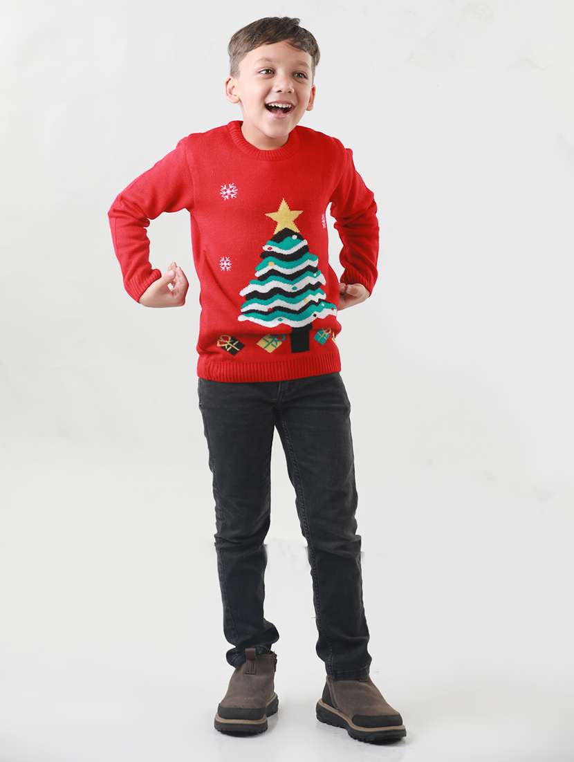 kids long sleeved self design sweater