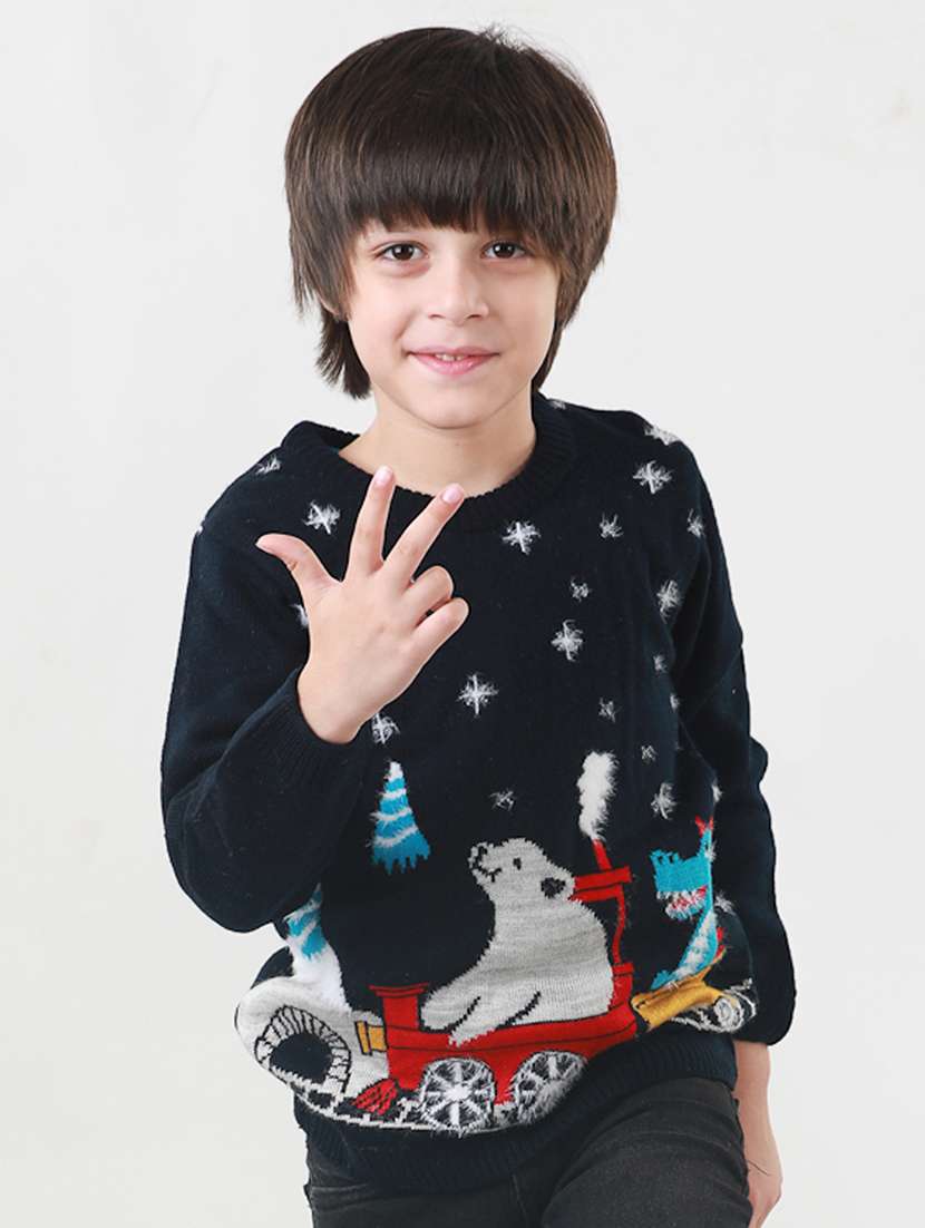kids long sleeved printed sweater