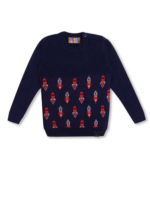 kids long sleeved self design sweater - 21360098 -  Standard Image - 0