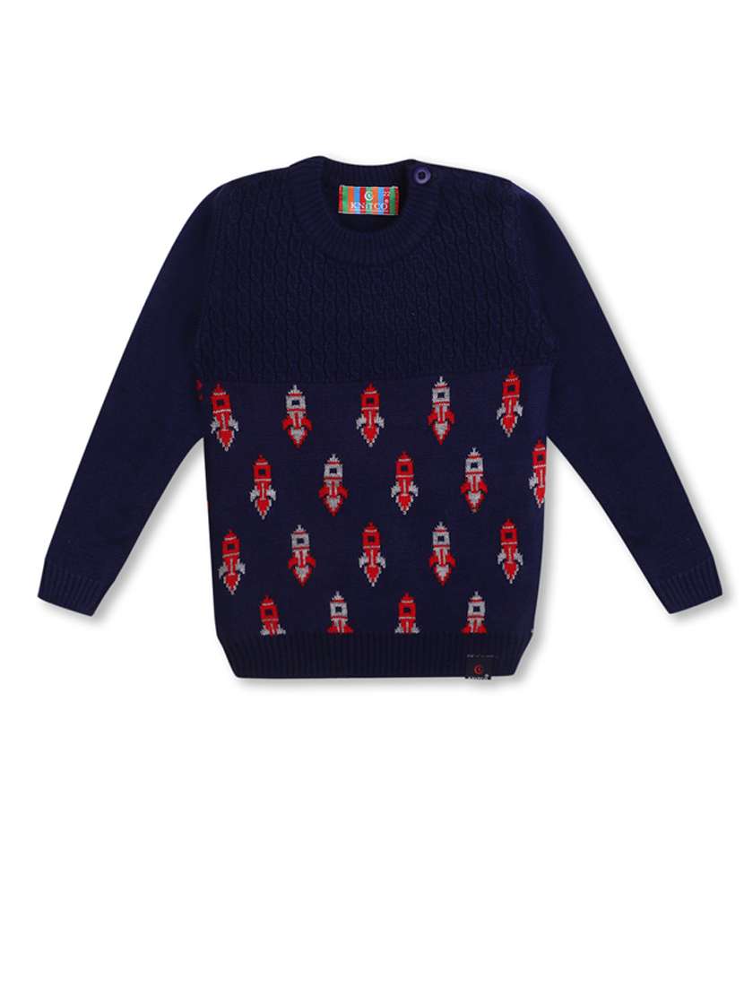 kids long sleeved self design sweater