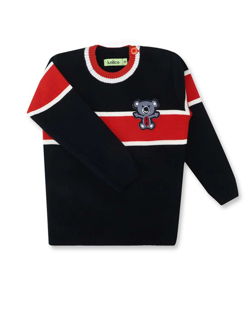 kids long sleeved color block sweater - 21360104 - Standard Image - 1