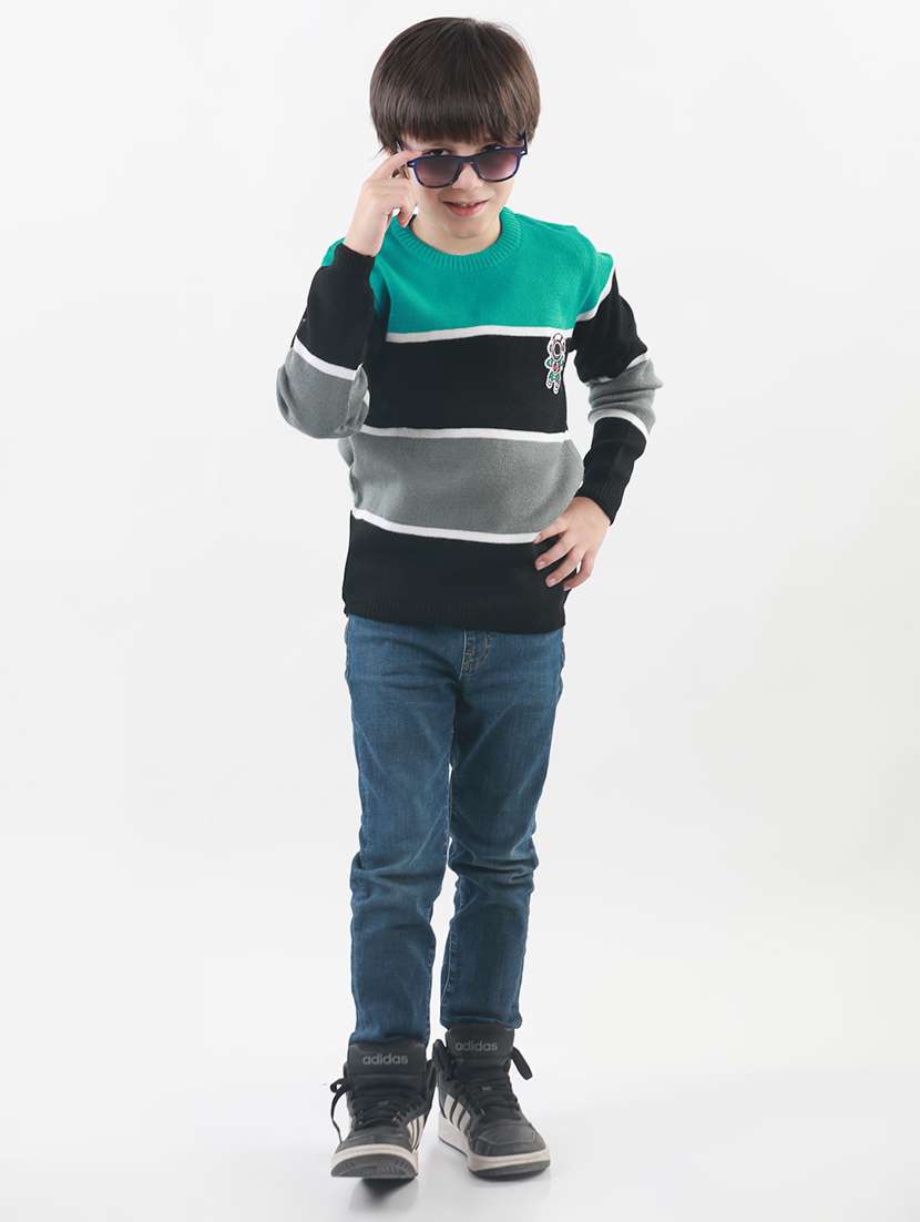 kids long sleeved color block sweater - 21360112 -  Standard Image - 1