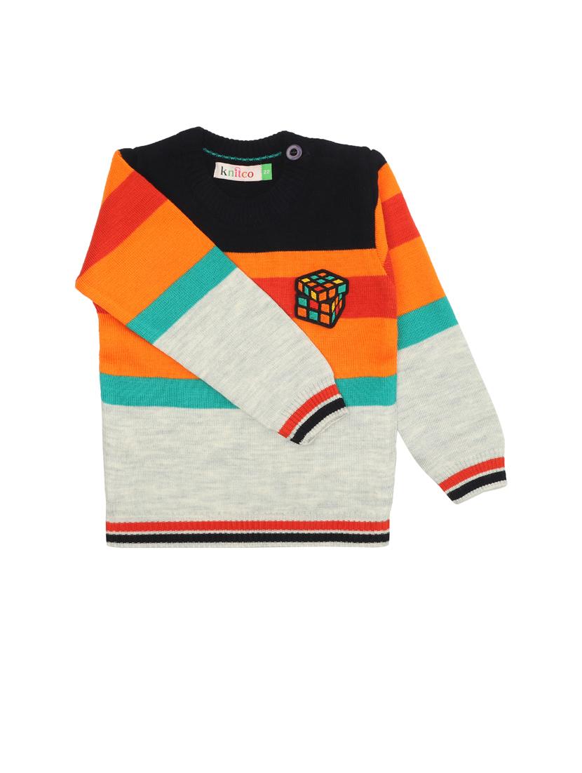 kids long sleeved color block sweater - 21360131 - Standard Image - 1