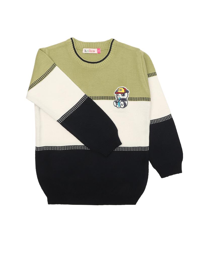 kids long sleeved color block sweater - 21360141 - Standard Image - 1