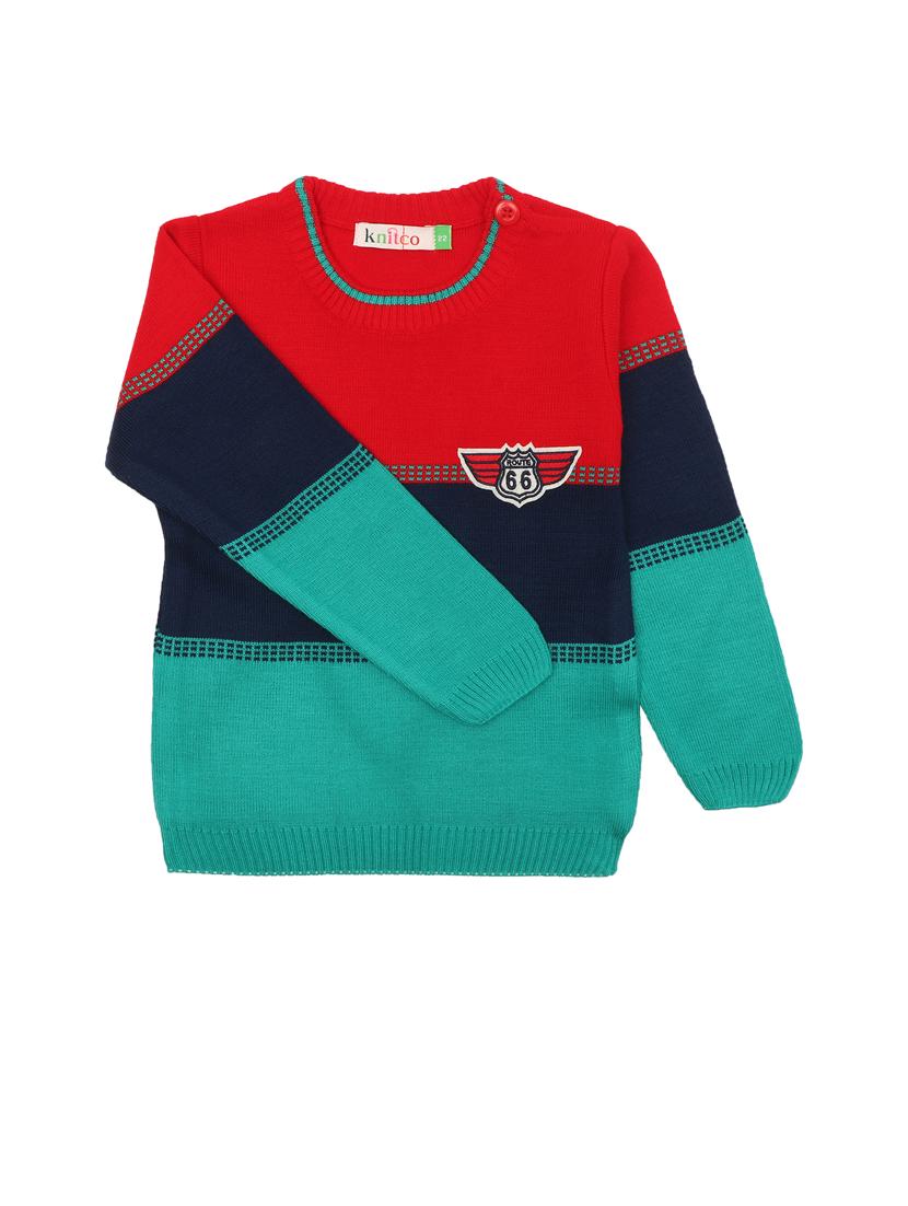 kids long sleeved color block sweater - 21360150 -  Standard Image - 1