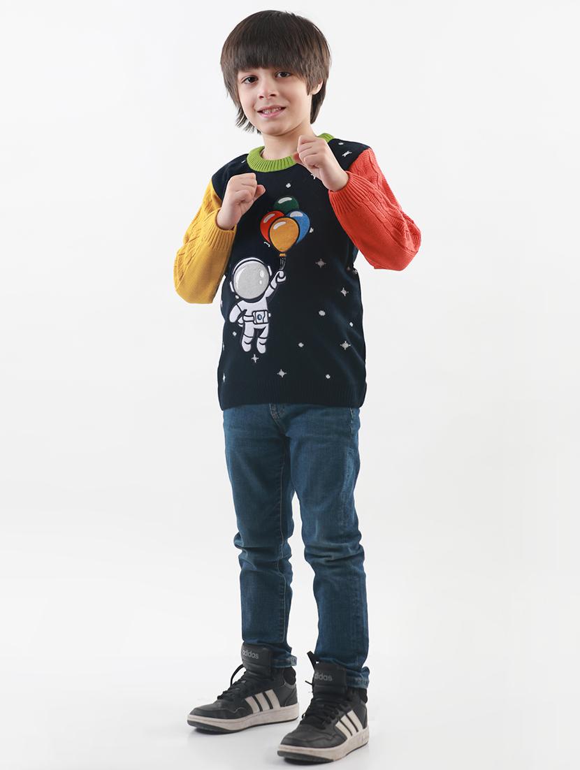 kids long sleeved self design sweater - 21360159 - Standard Image - 1