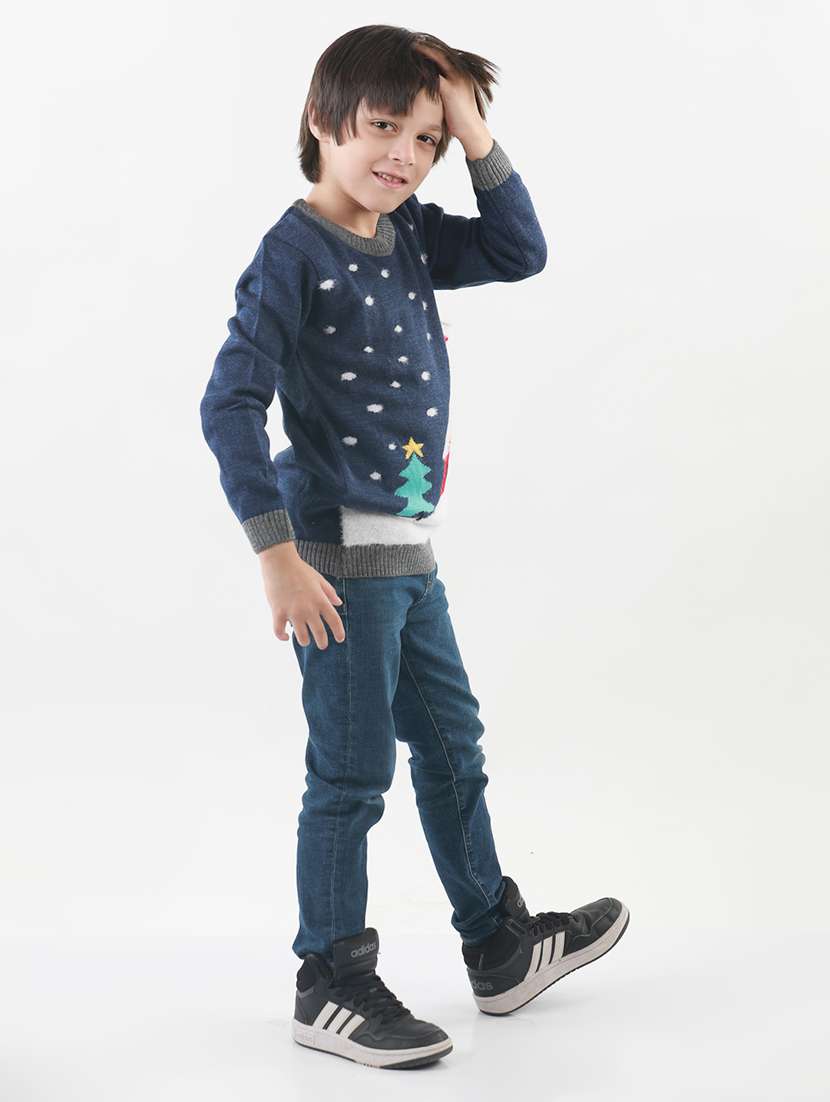 kids long sleeved self design sweater - 21360160 - Standard Image - 1