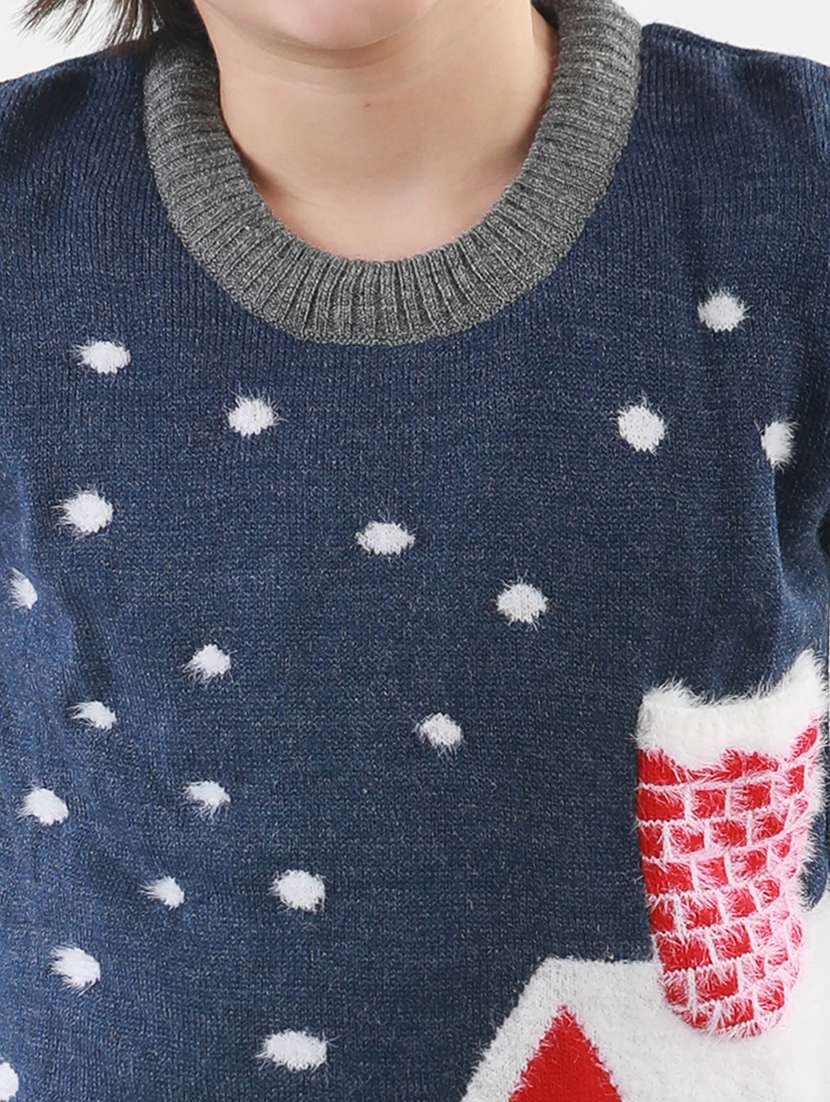 kids long sleeved self design sweater - 21360160 - Standard Image - 4