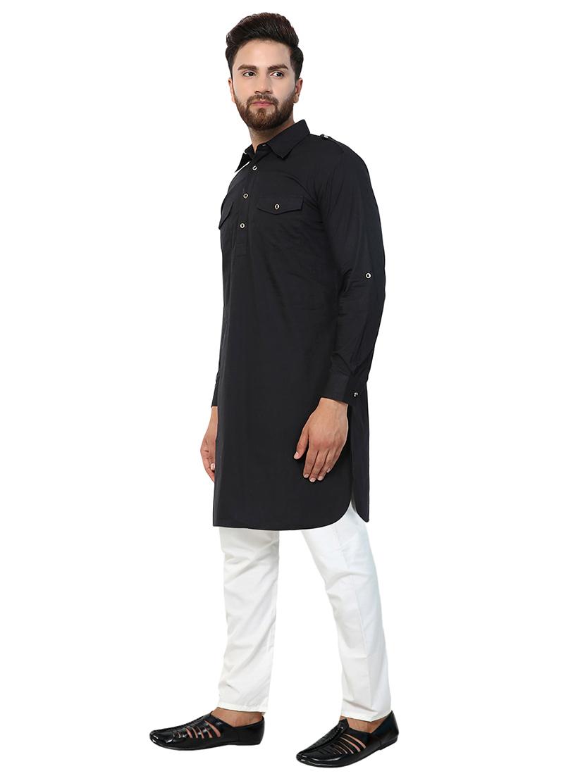 black cotton pathani kurta