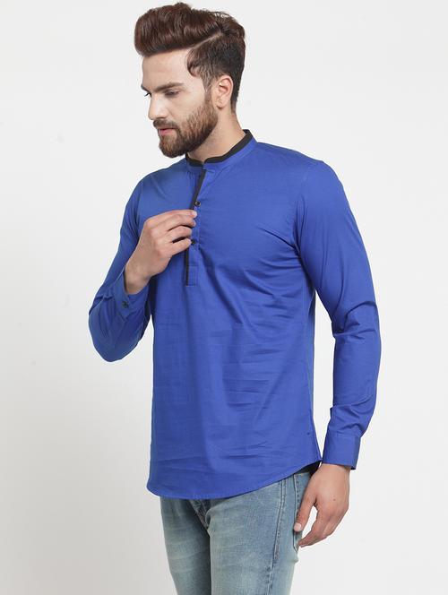 men solid cotton short kurta - 21360177 - Standard Image - 0