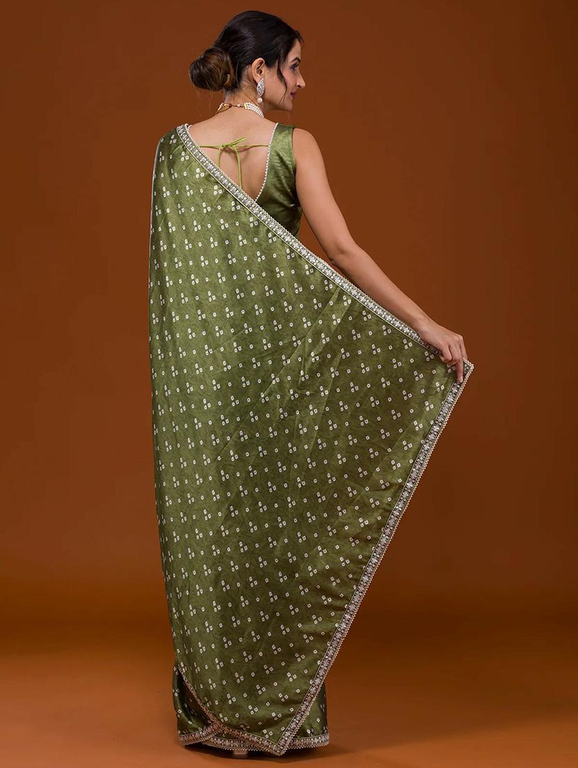 women bandhani printed saree with blouse - 21360535 -  Standard Image - 1