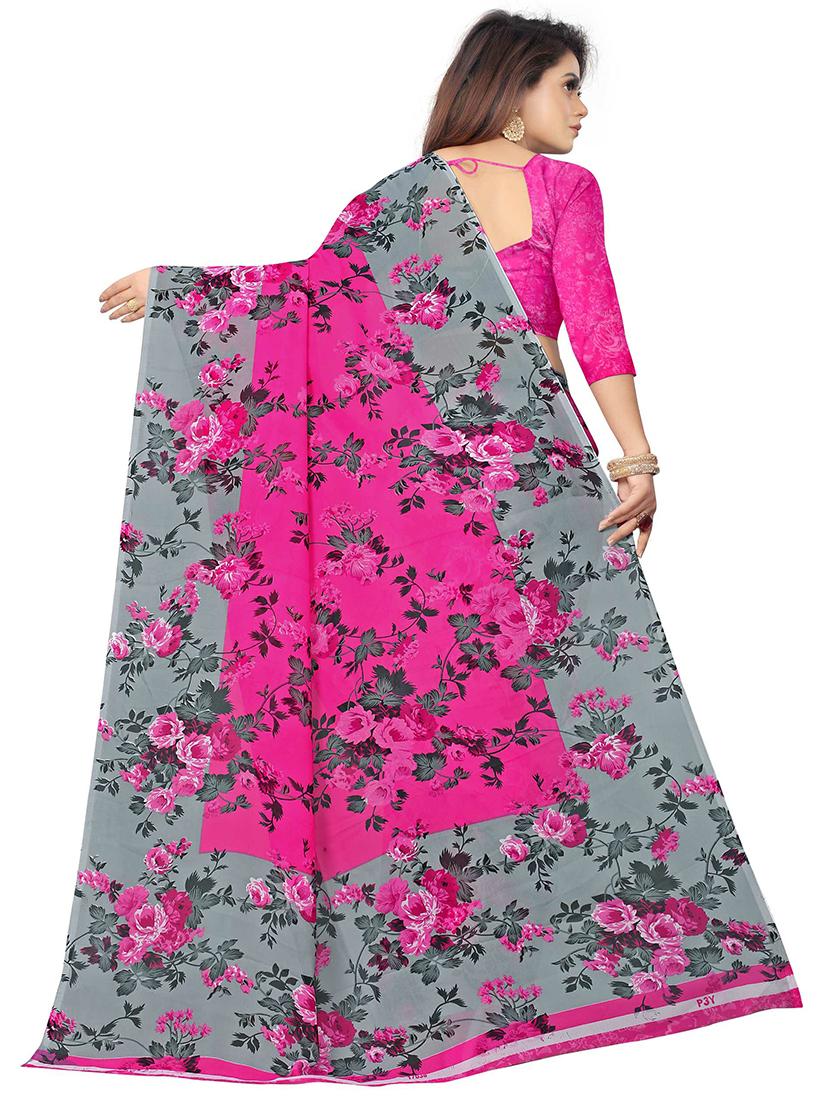 pink floral printed saree - 21360541 - Standard Image - 1