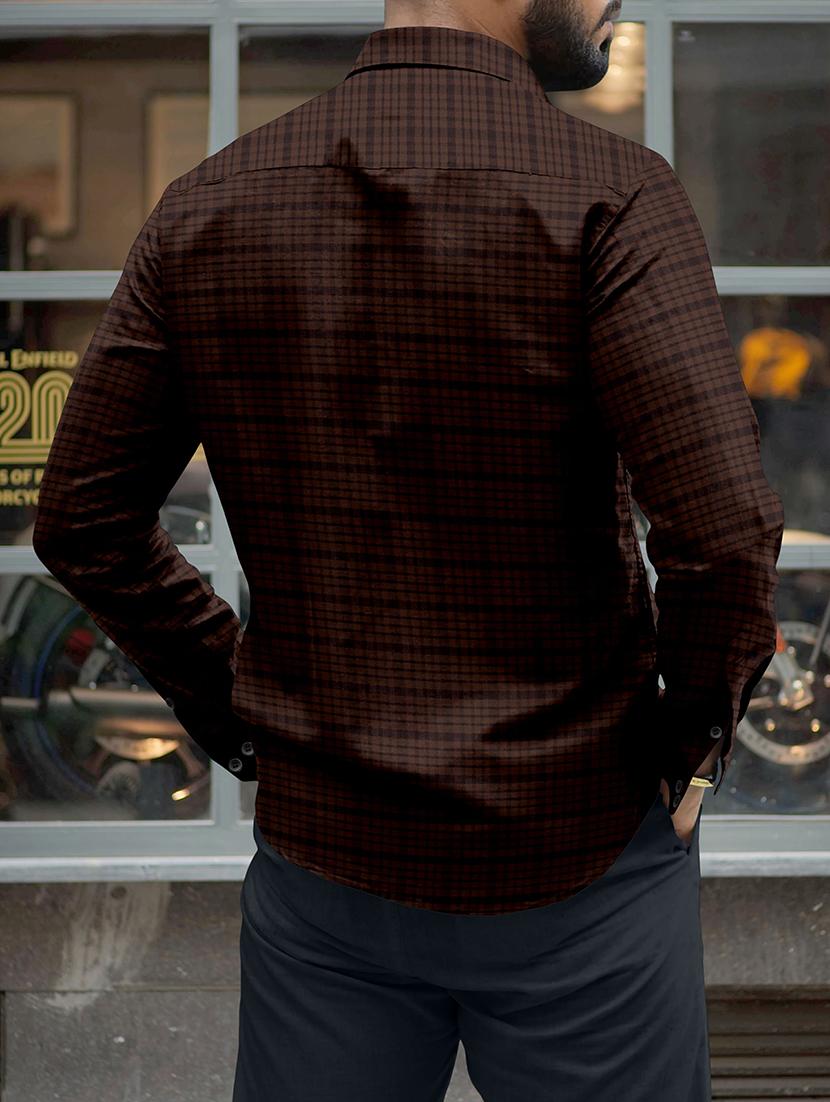 men long sleeved checkered casual shirt - 21361171 - Standard Image - 1