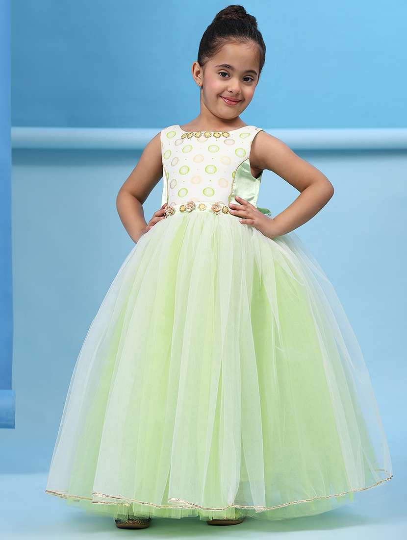girls round neck net long frock - 21363774 -  Standard Image - 1