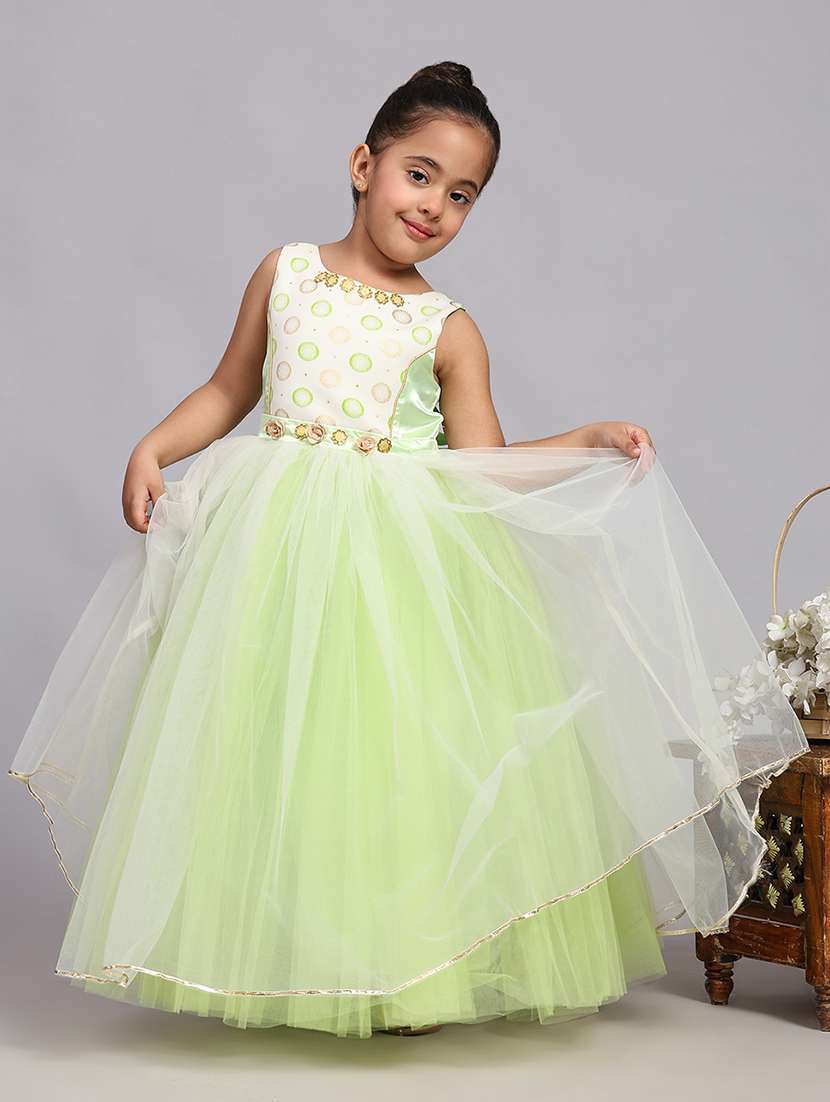 girls round neck net long frock - 21363774 -  Standard Image - 4