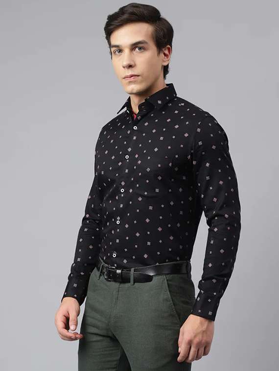 black printed formal shirt - 21363930 -  Standard Image - 1