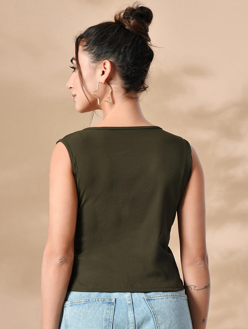 women solid sleeveless straight top - 21364512 - Standard Image - 4