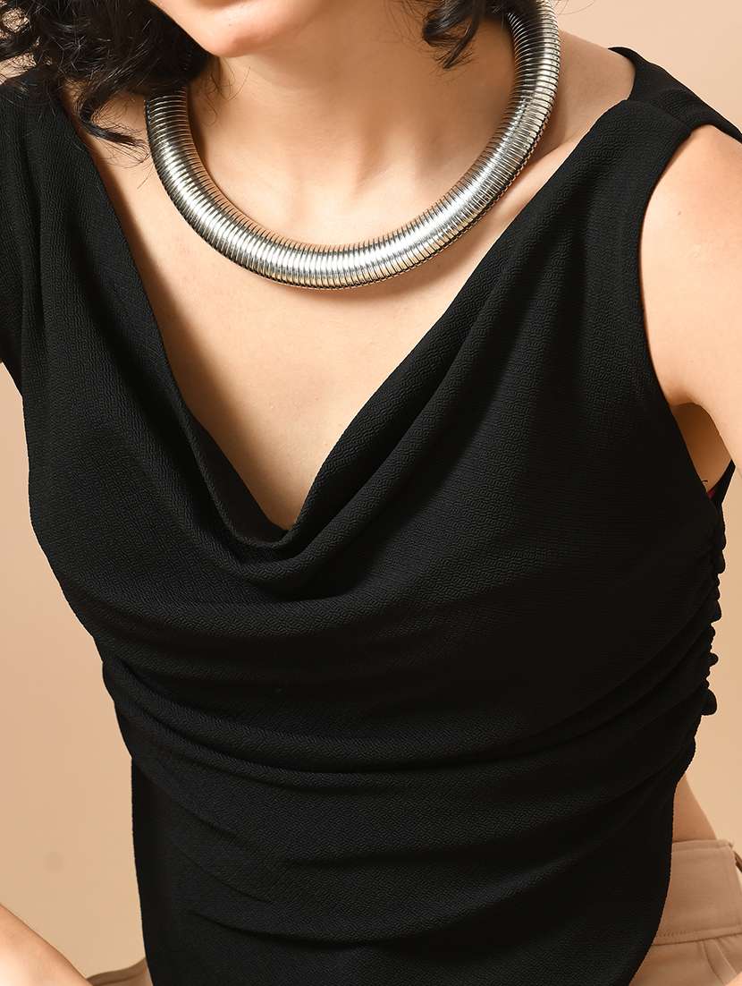 women solid cowl neck crop top - 21364525 -  Standard Image - 4