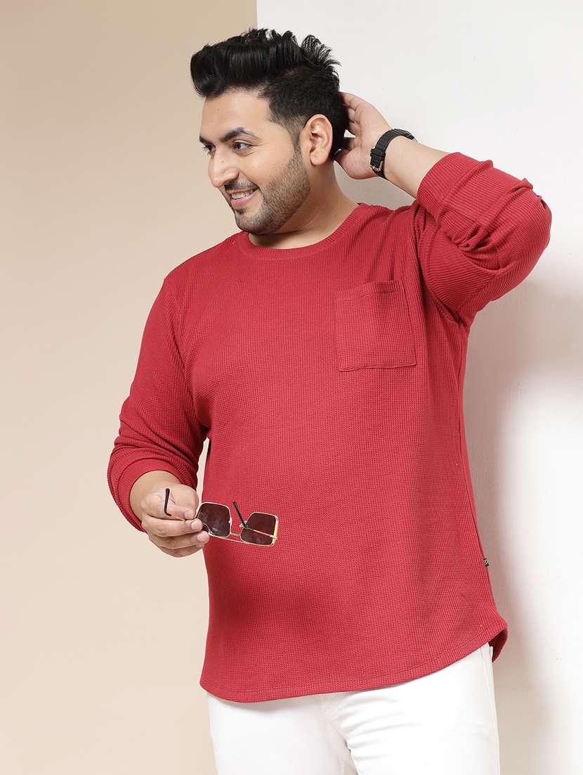 men solid round neck plus size t-shirt
