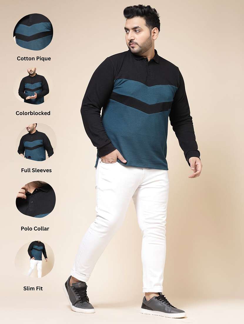 Men Color Block Plus Size T Shirt