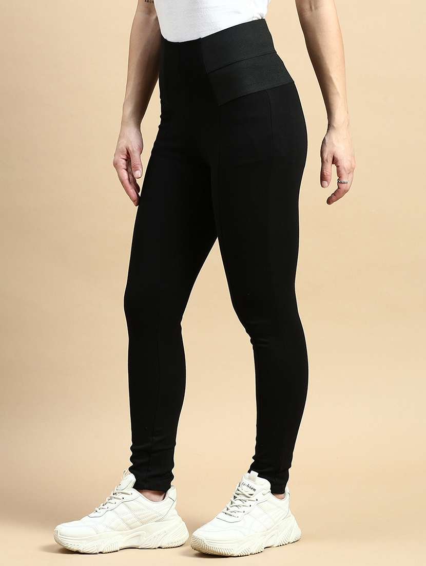 women high rise solid jeggings - 21365260 - Standard Image - 1
