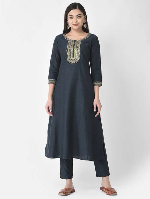 women three quarter sleeve a-line kurta - 21365279 -  Standard Image - 0