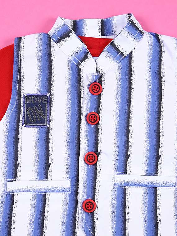 boys red stripes shorts set - 21365433 -  Standard Image - 4