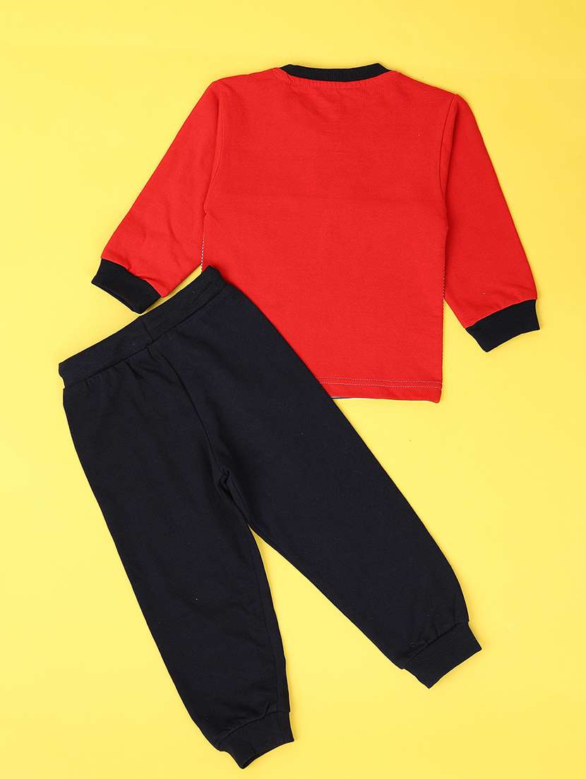 boys red printed full length set - 21365437 -  Standard Image - 1