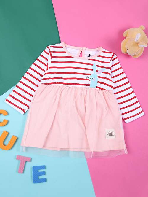 girls stripes long sleeve frock