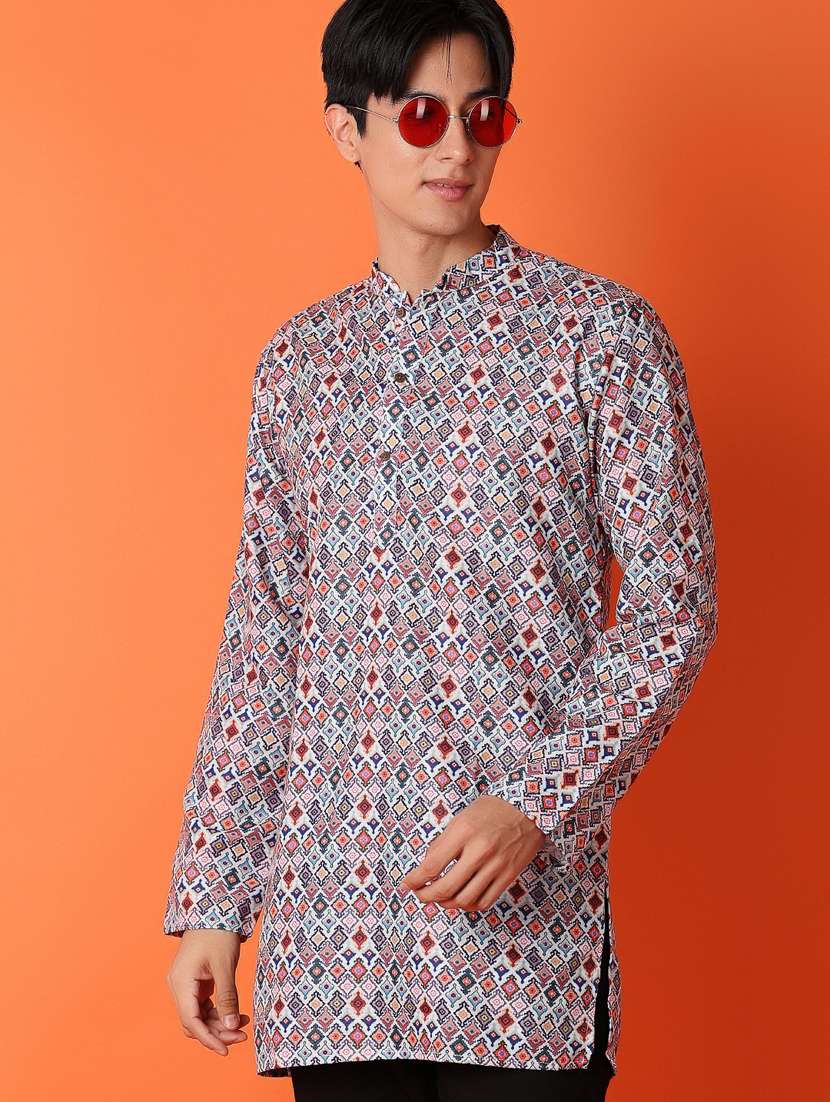 men multicolored printed long kurta - 21365481 -  Standard Image - 1