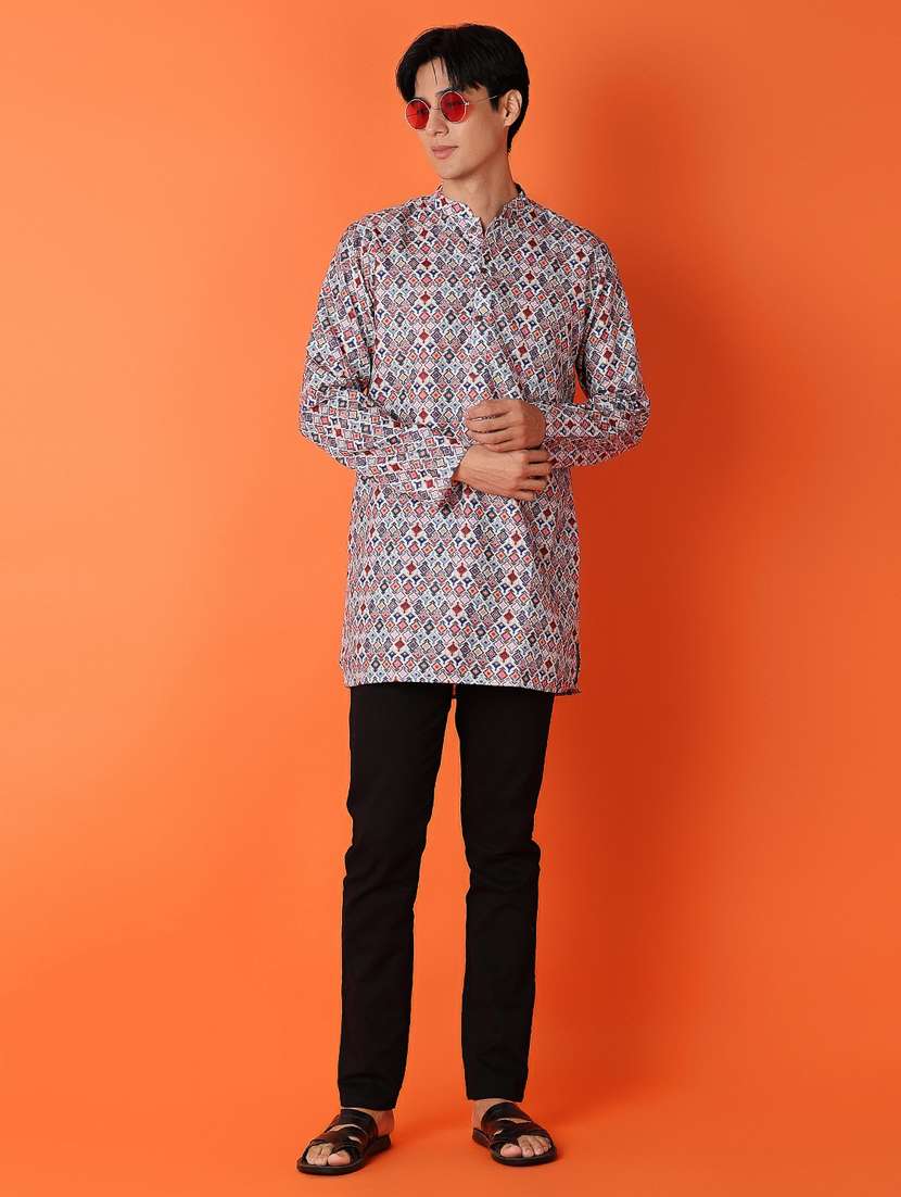 men multicolored printed long kurta - 21365481 -  Standard Image - 4