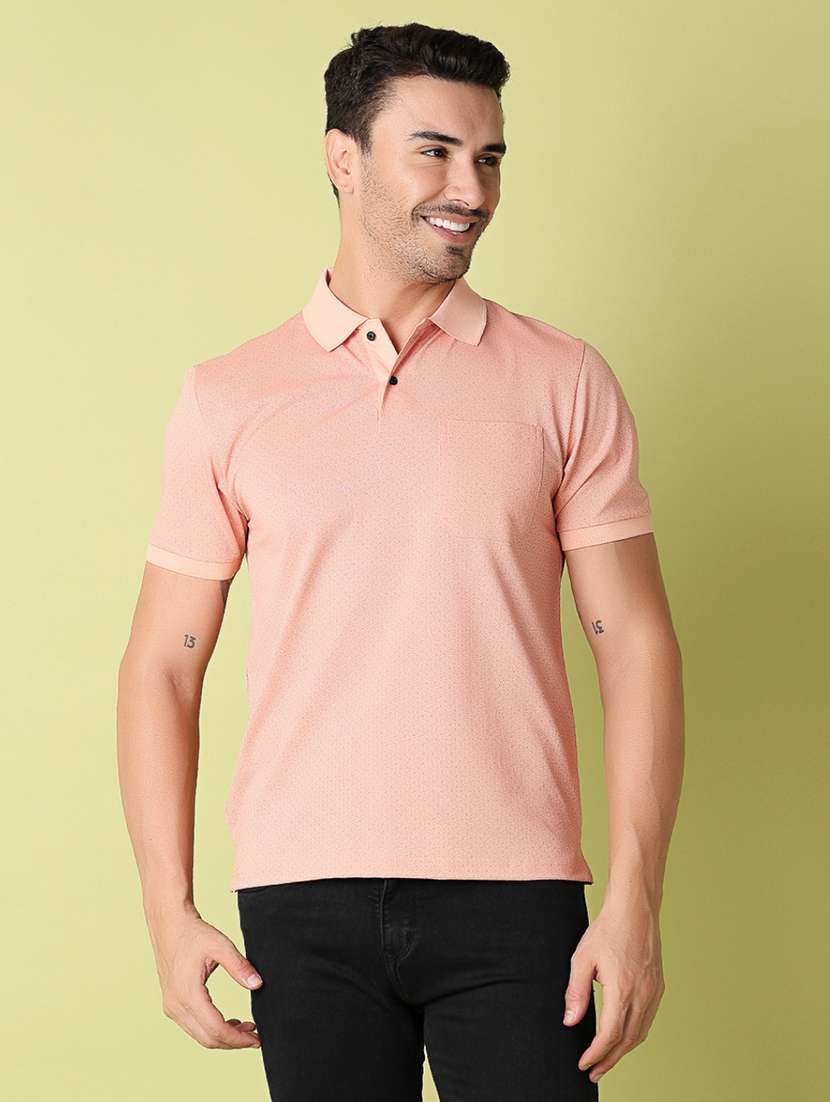 men polo neck solid short sleeve t-shirt