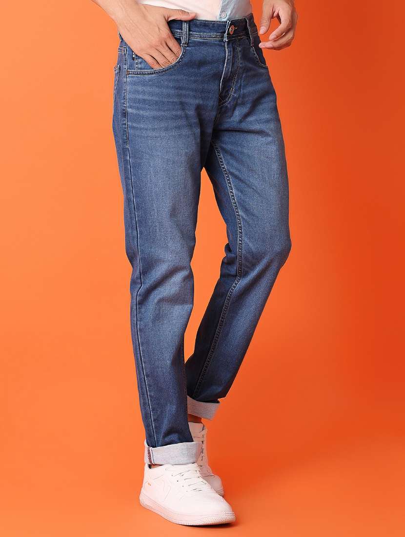men mid rise plain slim fit jean - 21365573 -  Standard Image - 1