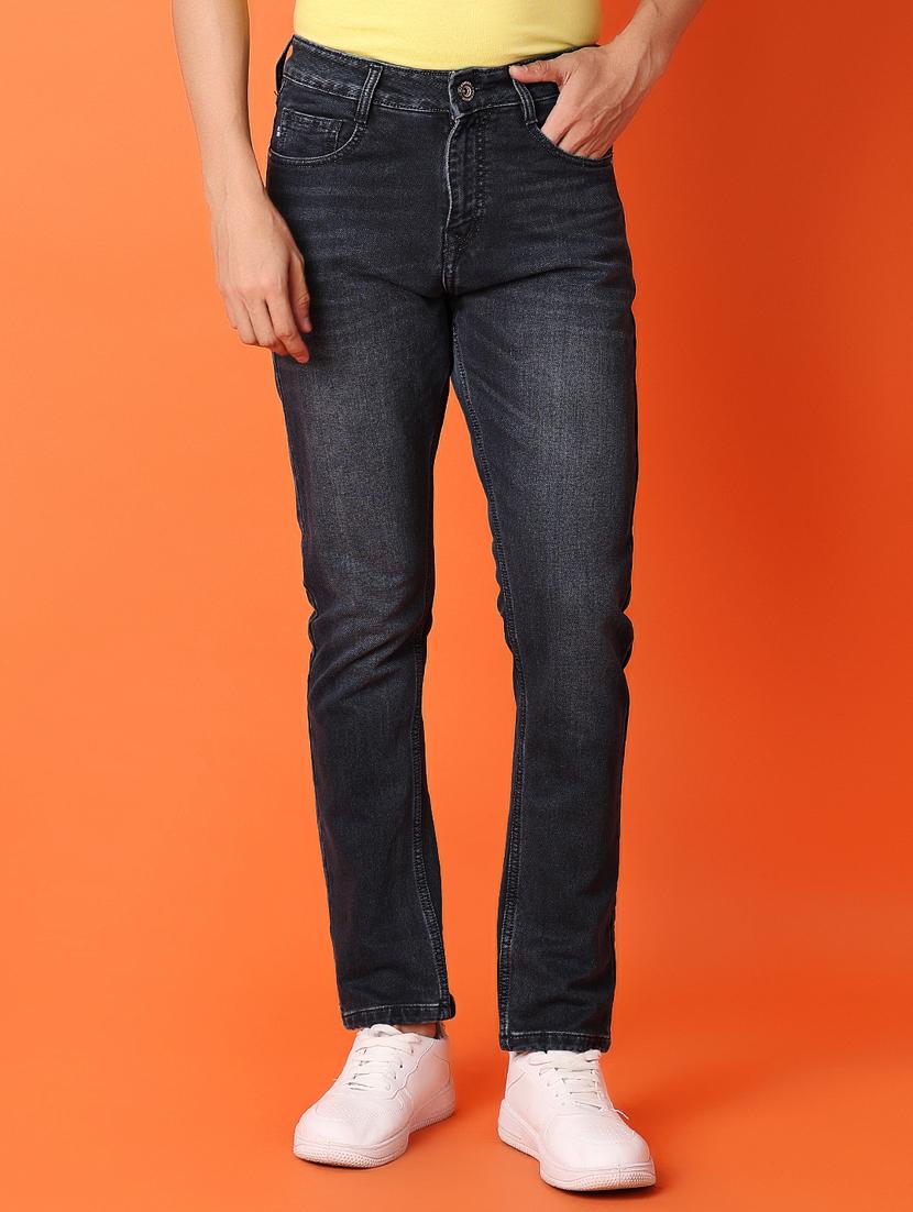 men mid rise plain slim fit jean