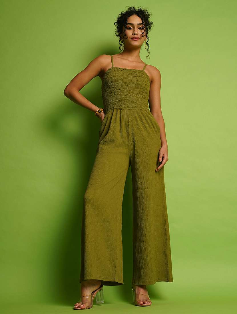 women green polyester full leg jumpsuit - 21366510 -  Standard Image - 1