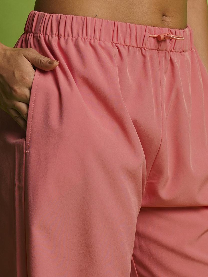 globus women pink mid rise loose fit drawstring waist toggle hem joggers - 21366561 - Standard Image - 4