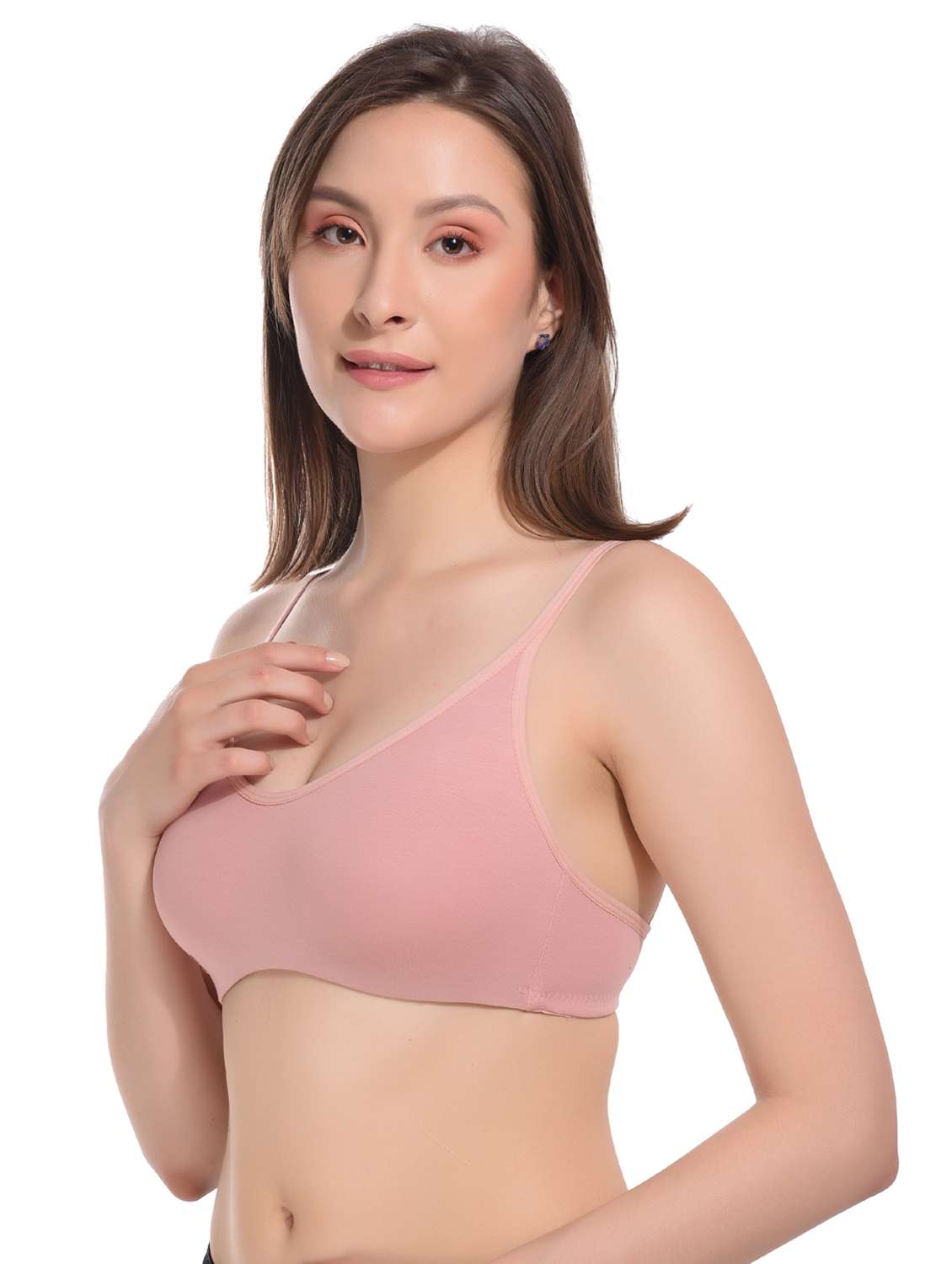 peach cotton tshirt bra - 21367130 -  Standard Image - 1
