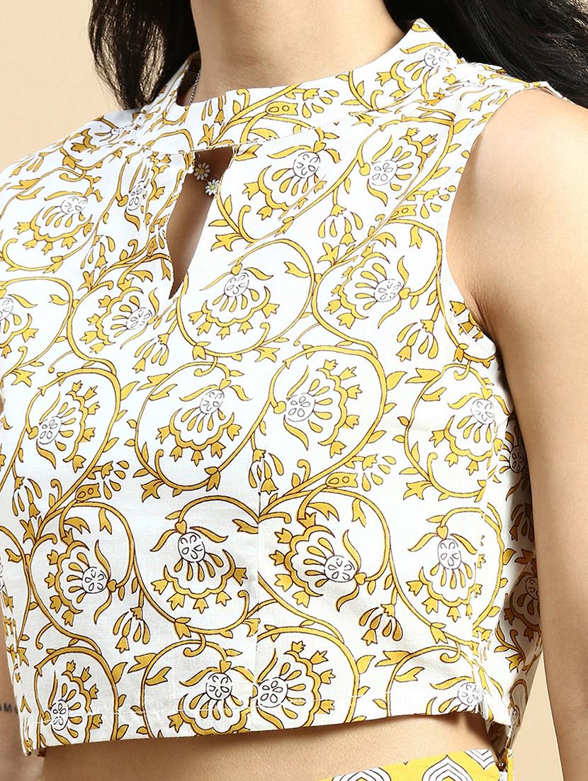 yellow printed stitched blouse - 21367163 - Standard Image - 4