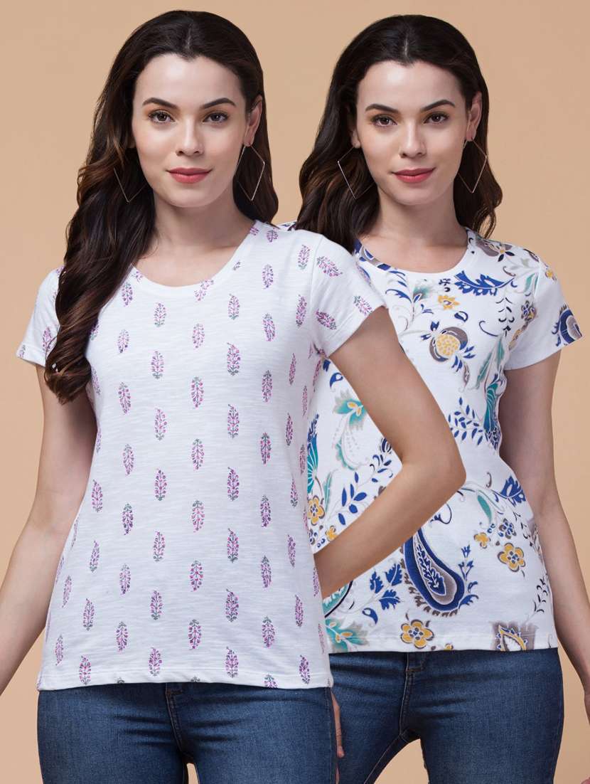 women pack of 2 printed t-shirt