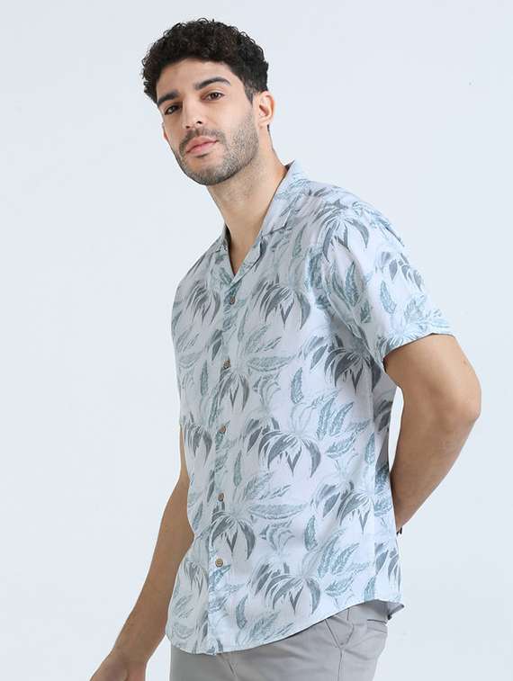 light blue printed cotton casual shirt - 21367385 -  Standard Image - 1