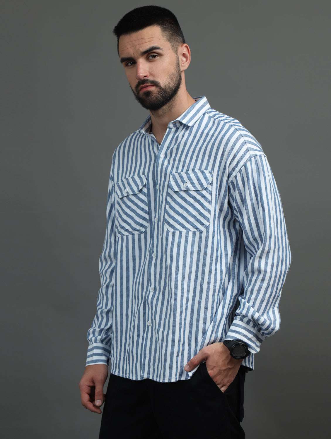 men striped cotton casual shirt - 21367523 -  Standard Image - 1