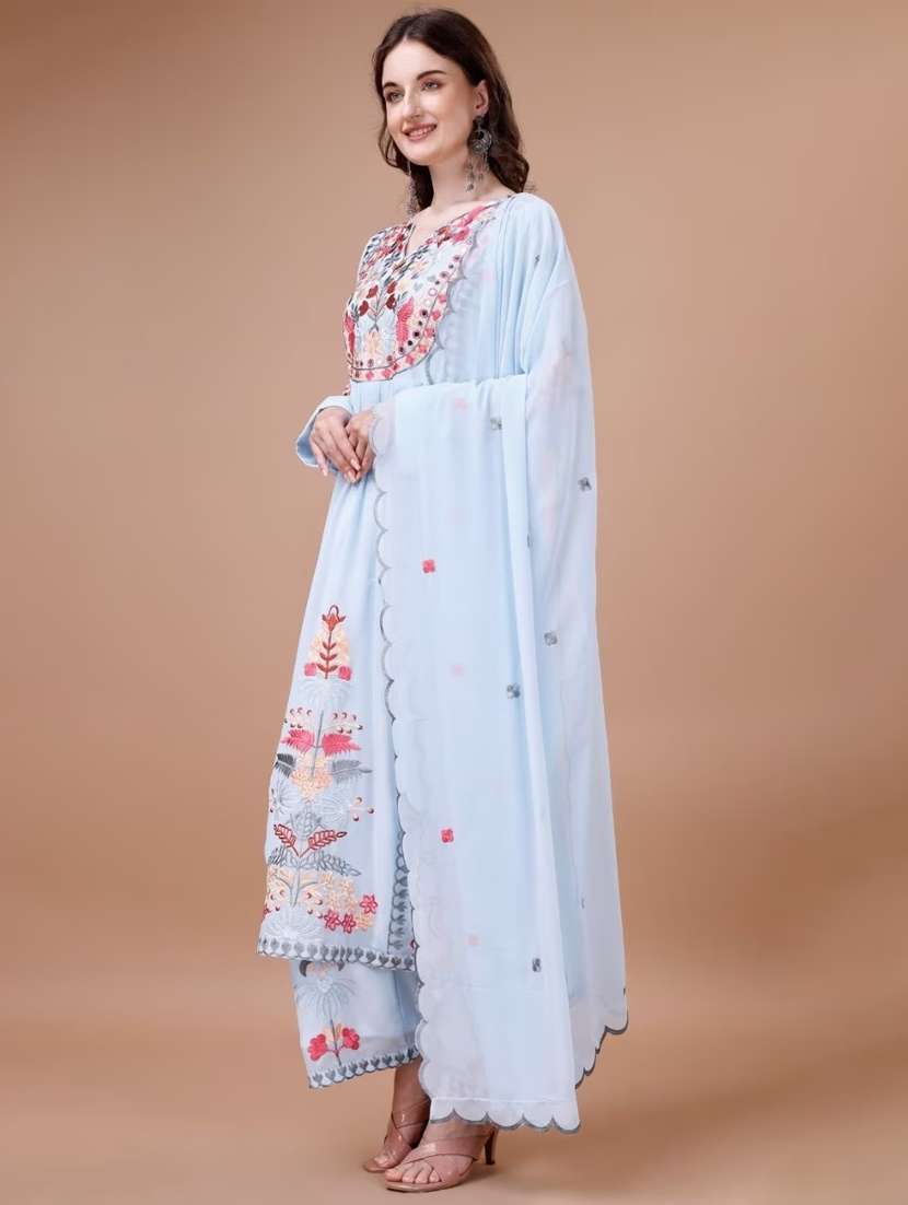 women light blue kurta palazzo set with dupatta - 21368018 -  Standard Image - 1