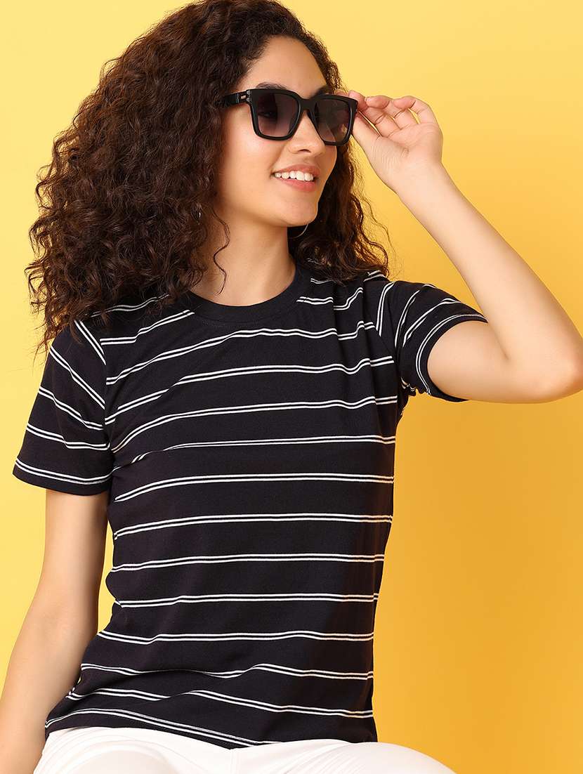 women striped round neck t-shirt - 21368307 -  Standard Image - 1