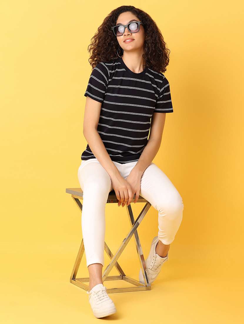 women striped round neck t-shirt - 21368307 -  Standard Image - 4