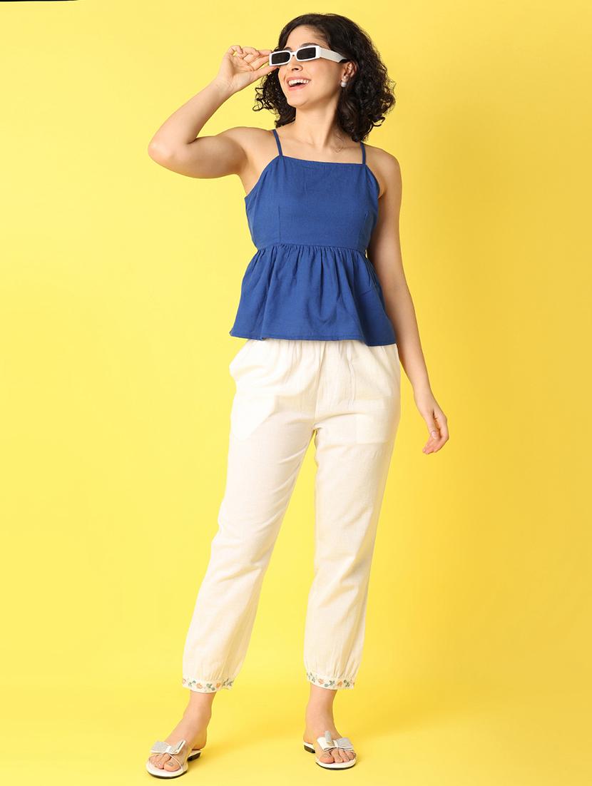 women blue solids flared top - 21368313 - Standard Image - 4