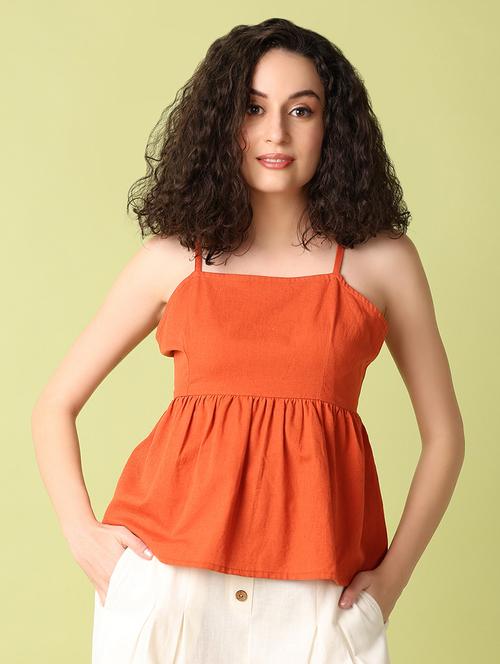 women rust solids flared top - 21368314 -  Standard Image - 0