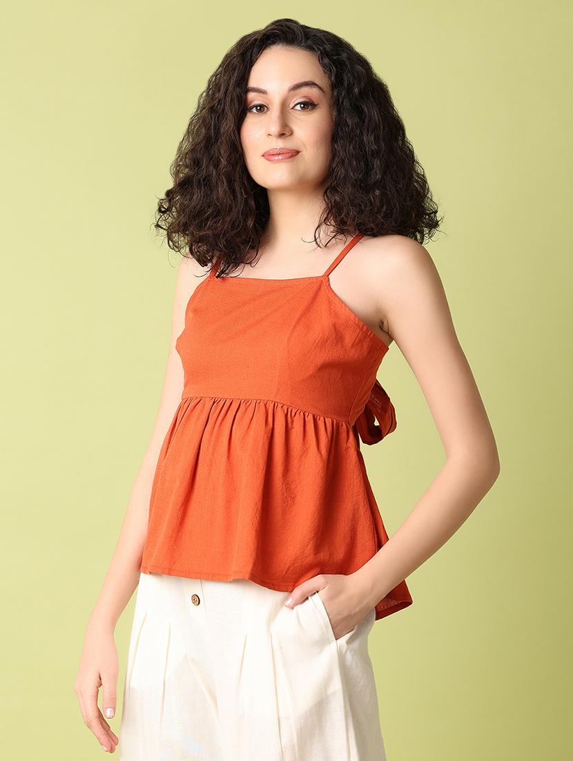 women rust solids flared top - 21368314 -  Standard Image - 1
