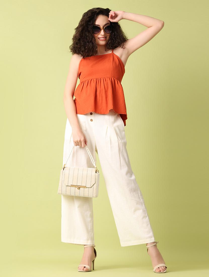 women rust solids flared top - 21368314 - Standard Image - 4